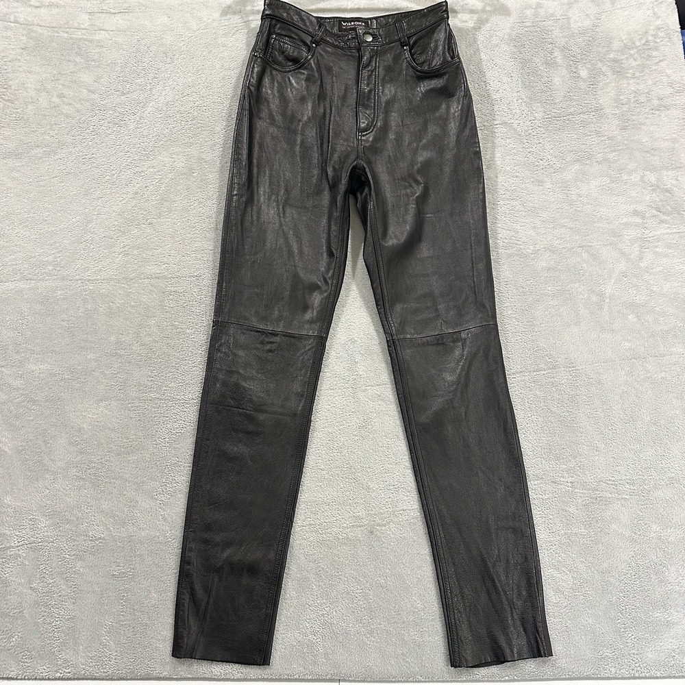 Wilsons Leather Black Straight Leg Leather Pants